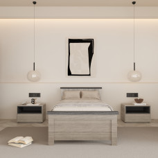 سرير نوم فردي رمادي فاتح مع رمادي غامق