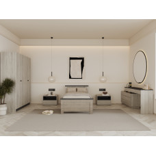 سرير نوم فردي رمادي فاتح مع رمادي غامق