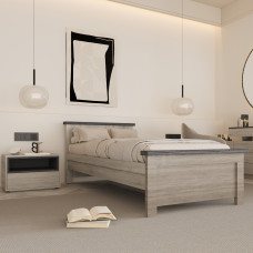 سرير نوم فردي رمادي فاتح مع رمادي غامق