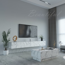 طاولة تلفاز Lusy 280 لون ابيض رخامي