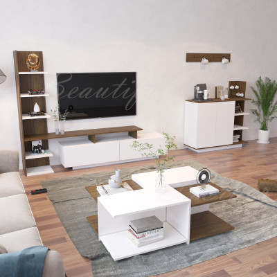 طاولة وسط Panella ابيض مع بني  