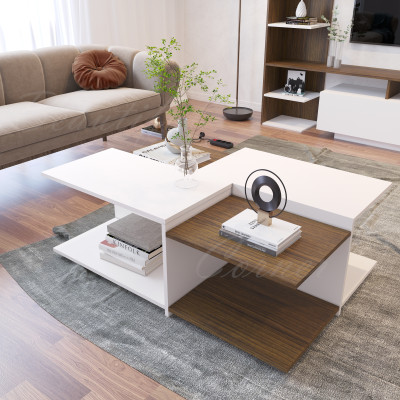 طاولة وسط Panella ابيض مع بني  