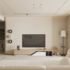 طاولة تلفاز SUDU لون بيج مع ابيض